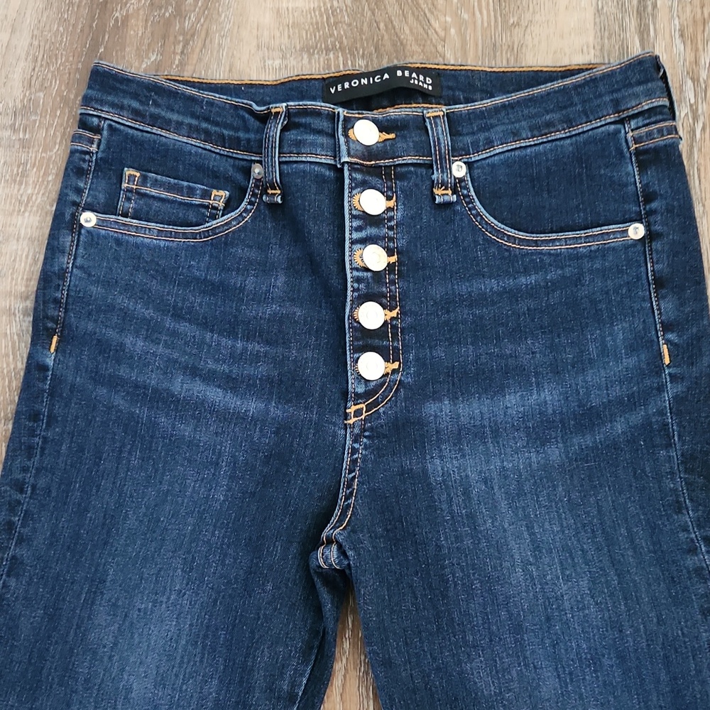 Veronica Beard Dark Blue 10" Carolyn Baby Boot Cropped Jeans Size 29 - Picture 6 of 10
